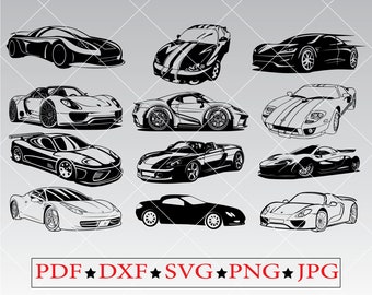 Abstract Car SVG Bundle, Sleek Line Art, Cricut, Decals (Digital Download)