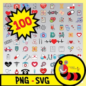 100 ícones médicos Svg Bundle design Svg Cut arquivos Arquivos Svg para cricut Doctor Svg Bundle Enfermeira Arquivos Svg Arquivos Svg PNG para máquinas de corte