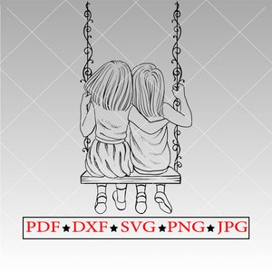 ギフト用の女の子のグループ Svg 女の子のグループのデザイン Svg カットファイル Svg クリカット用ファイル 友達 Svg ファイル かわいい Svg PNG 友達 Svg ファイル