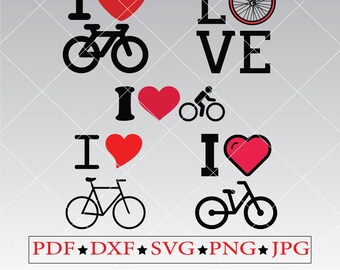 I Love Bike SVG Bundle, Cycling Heart Clipart (Digital Download)