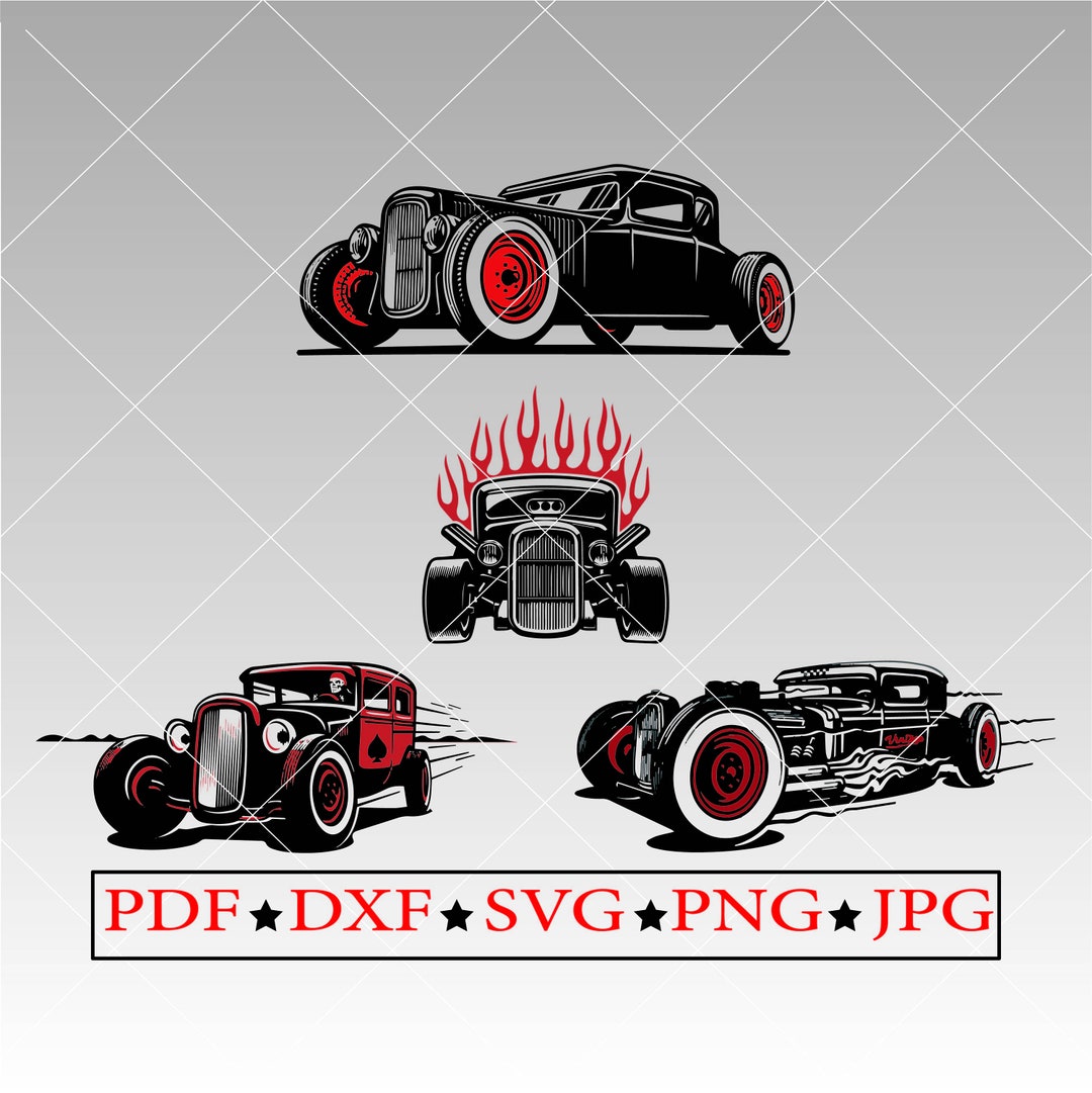 Rat Rod Rear Svg Classic Hot Rod SVG Bundle, Rat Rod Clipart, Blower Engine Cut File ...
