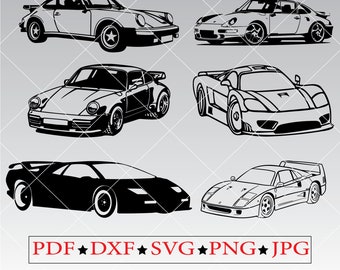 Abstract Car SVG Bundle, Sports Vehicle Line Art (Digital Download)
