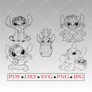 Stich geschnitten Datei für Geschenke Stich Design SVG-Clipart-Dateien Stich SVG-Dateien für Cricut Geburtstags-Svg-Dateien Niedliche PNG PNG Stich-Svg-Datei