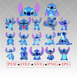 Stich geschnitten Datei für Geschenke Stich Design SVG-Clipart-Dateien Stich SVG-Dateien für Cricut Geburtstags-Svg-Dateien Niedliche PNG PNG Stich-Svg-Datei