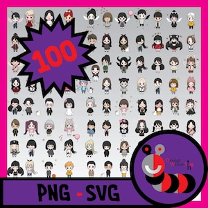 100 niedliche Charaktere SVG Bundle Design SVG Schnitt Dateien für Cricut Freunde svg Bundle niedliche SVG-Dateien SVG PNG Bundle Anime-Svg-Datei