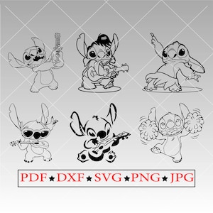 Stich geschnitten Datei für Geschenke Stich Design SVG-Clipart-Dateien Stich SVG-Dateien für Cricut Geburtstags-Svg-Dateien Niedliche PNG PNG Stich-Svg-Datei