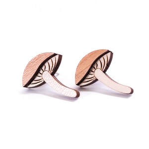 Mushroom Earrings, Cute Mushroom Earrings, Wood Mushroom Earrings, Mushroom Stud Earrings, nature related earrings, wood fungi earrings,