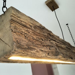 Oak Wooden Beam Led Pendant Light. Wooden Chandelier. Rustic Hanging Led Lamp. Wooden Beam Light Fixture. Lamp Over The Dining Table