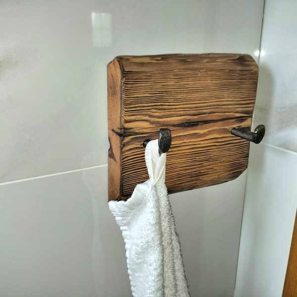 Old Beam Wood Wall Towel Rack. Rustic Towel Rack. Towel Hanger. Bathroom Decoration