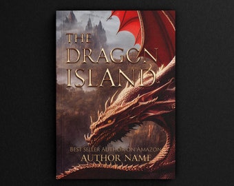 Può includere: Una copertina di libro intitolata The Dragon Island con il testo Best Seller Author on Amazon e Author Name. La copertina presenta un grande drago marrone testurizzato con un'ala rossa prominente su uno sfondo di paesaggio montuoso scuro e nebbioso.