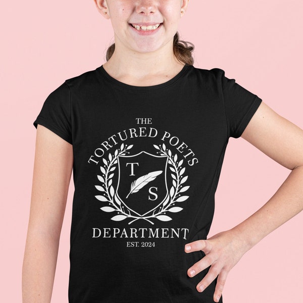 Youth Kids TPD - Tortured Poets Est 2024 - TS Crest Seal Fandom Cute - Md-Xl - Unisex Fit Soft T-shirt Youth
