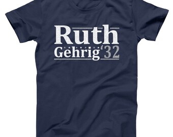 Ruth and Gehrig 1932 New York Election - funny retro baseball all star humor - XS-5XL - Unisex Fit Soft T-shirt