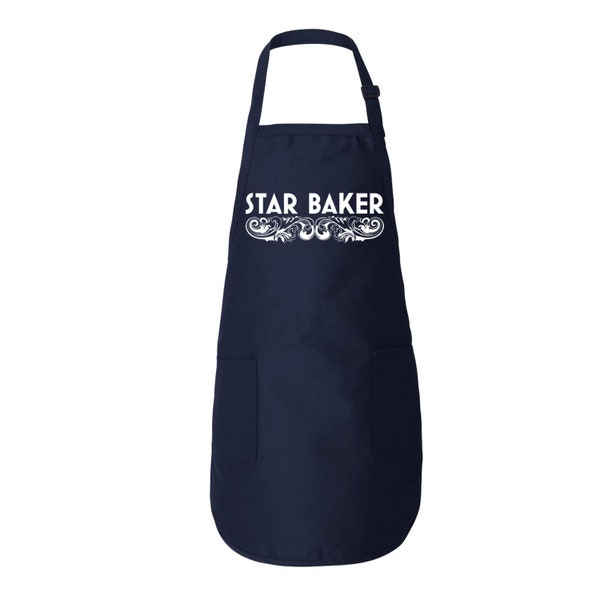 Star Baker (TM) Apron - Officially Licenced - Full length with pockets and back tie - Unisex fit NAVY