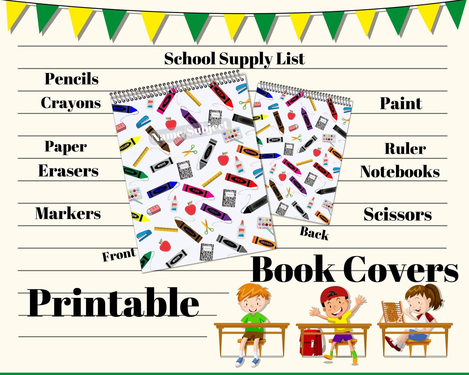 Printable Notebook Cover Printable Binder Cover Printable Etsy