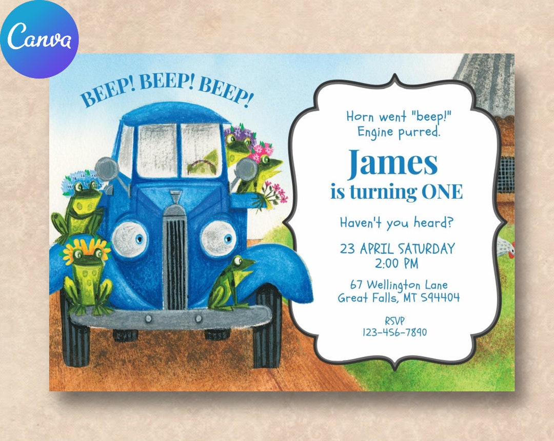 Little Blue Truck Birthday Party Invitation Truck Printables Etsy