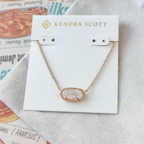Kendra Scott Iridescent Drusy Elisa Rose Gold Pendant Necklace