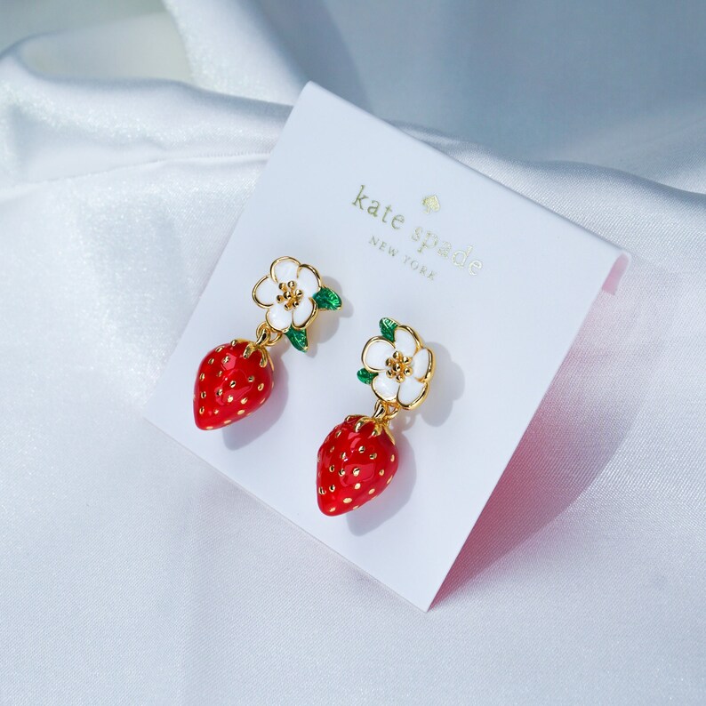 Kate Spade Picnic Perfect Strawberry Drop Statement Earrings Etsy