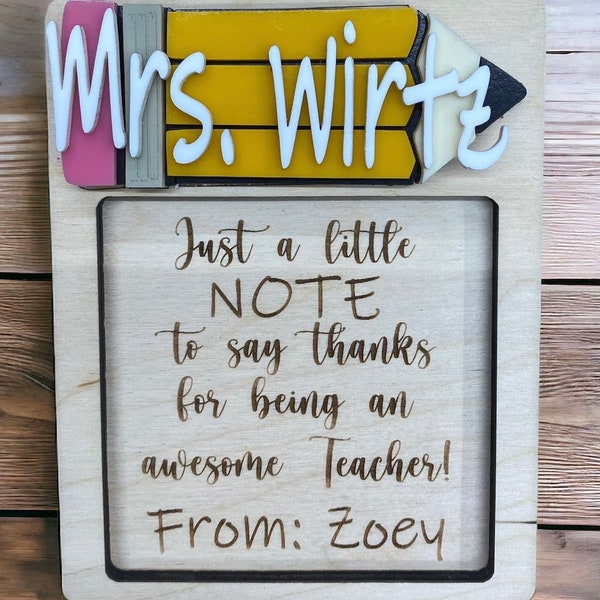 Personalized Sticky Note Holder, End of Year Teacher Gift, Personalized Teacher Gift, Teacher Thank You Gift, Teacher Appreciation Gift