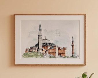 Istanbul Hagia Sophia Watercolor Study