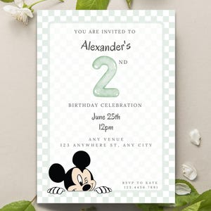 MICKEY MOUSE Birthday Invitation Bundle, Mickey birthday invitation, Disney Birthday, Welcome Sign, Thank You Card, Digital Download
