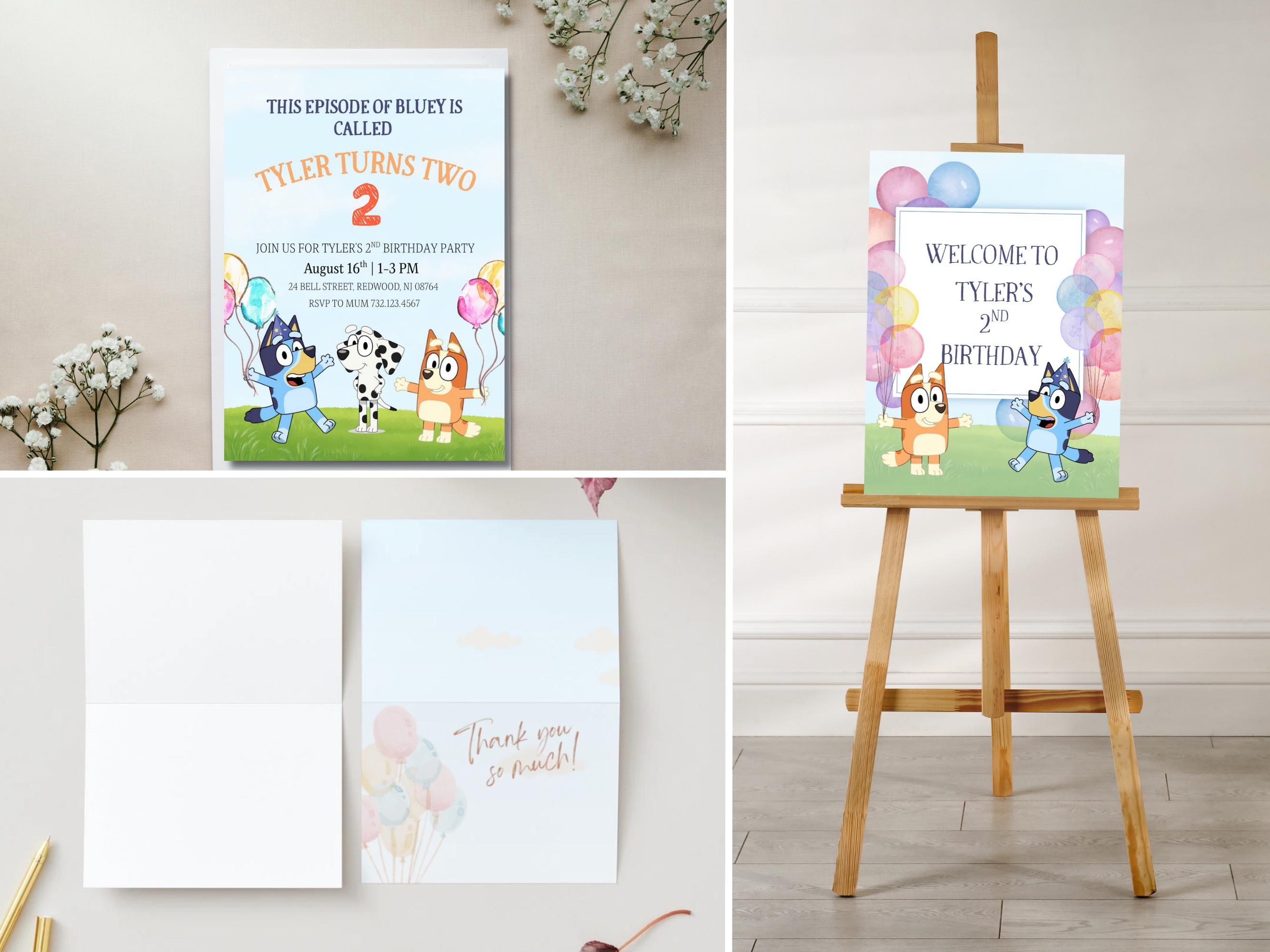 Bluey Birthday Bundle: Invite + Poster + Card