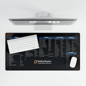 Keyboard shortcuts for DaVinci Resolve  (macOS) | Video Editor cheat sheet desk mat