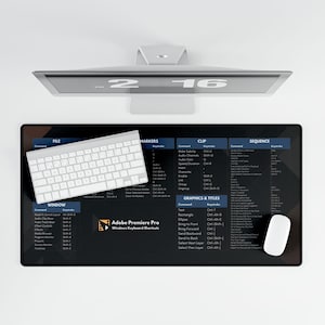 Keyboard shortcuts for Adobe Premiere Pro  (Windows) | Video Editor cheat sheet desk mat