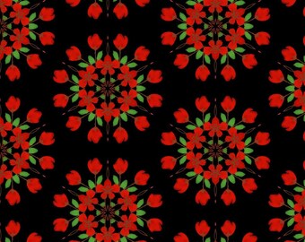 Digital pattern download - Red Cherry Mandala - Kaleidoscope patterns - seamless digital paper pattern
