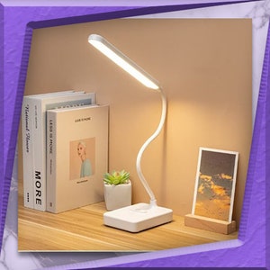 Minimalistic Study Lamp LED Light 3 Touch Lighting Modes, Aesthetic Phone Stand, Decoration lamp, Rechargeable and Dimmable for Work