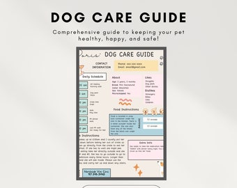 Customizable Pet Care Guide, Editable Canva Template (Instant Download)