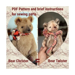 NEW PDF pattern + Instructions for sewing bear parts Christer and Twister bear. Teddy bear author's pattern sew a toy sew a bear new pattern