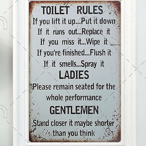 Toilet Rules Novelty Funny Glossy Poster