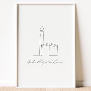 Kaaba Masjid Al - Haram Poster,  Modern Islamic Art, Minimal Islamic Wall Art, Kaaba Wall Art, Boho Islamic Wall art, Muslim Home Decor