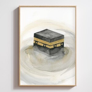 Kaaba Watercolour Painting, Islamic Wall Art, Islamic Home Decor, Quran Wall Decor, Mecca Medina Poster, Islamic Poster