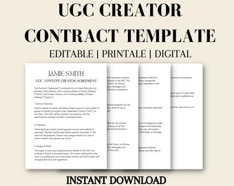 Modèle de contrat UGC / Influenceur | Modèles UGC | Modèle de médias sociaux | Portefeuille UGC | Modèle de contrat d'influence | Créateur de contenu