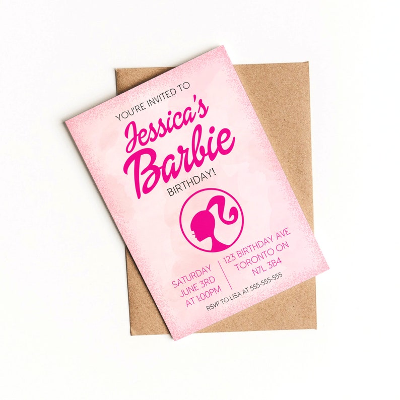 Editable Birthday Invitation Digital Printable Girl Barbie Etsy Canada