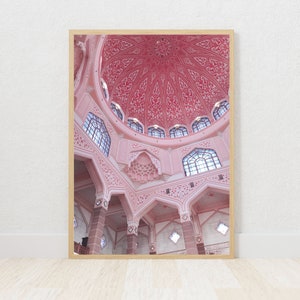Art mural mosquée rose, art mural islamique rose, mosquée de Putra, art mural islamique minimal, Art islamique fille
