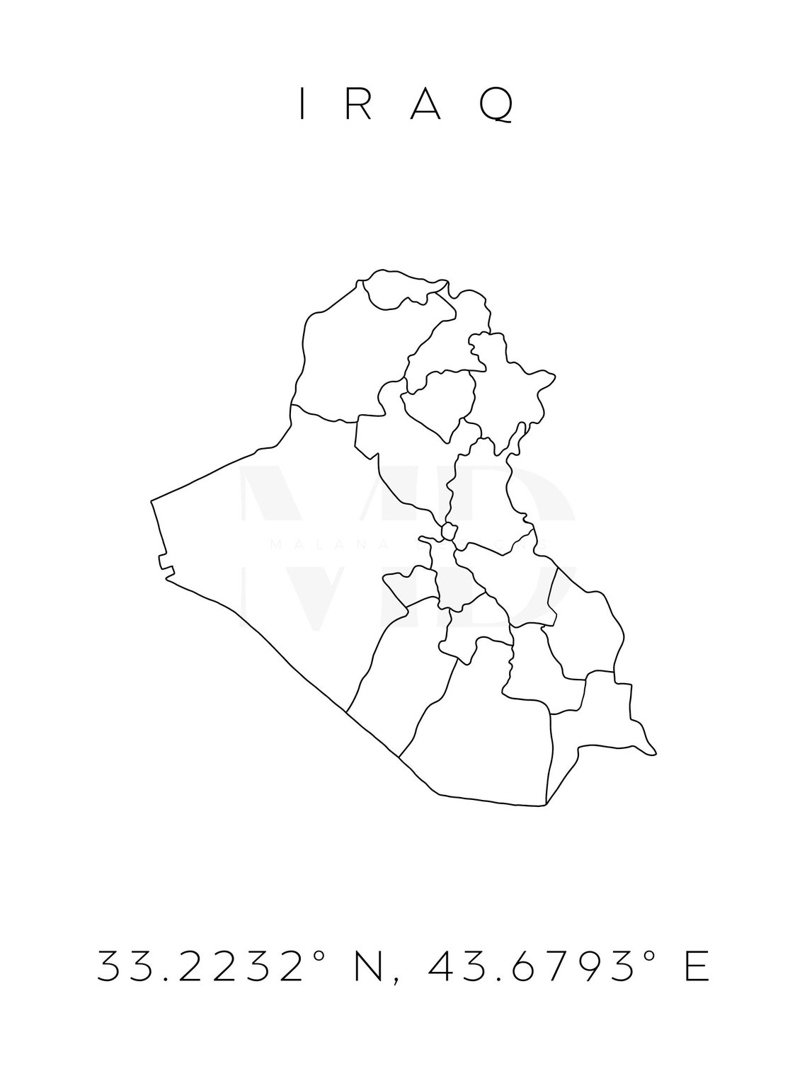 Iraq Map Outline Minimal Iraq Map Outline Modern Iraq Map - Etsy Canada