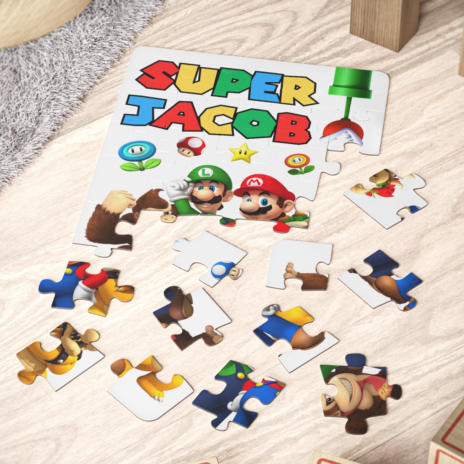 Personalized Super Mario Bros Puzzle Super Mario Gift Boys Etsy