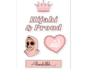 Proud Hijabi Sticker Sheet, Hijabi Stickers, Cute Muslim Girl Stickers, Cute Hijab Stickers, 2023 Muslim Stickers