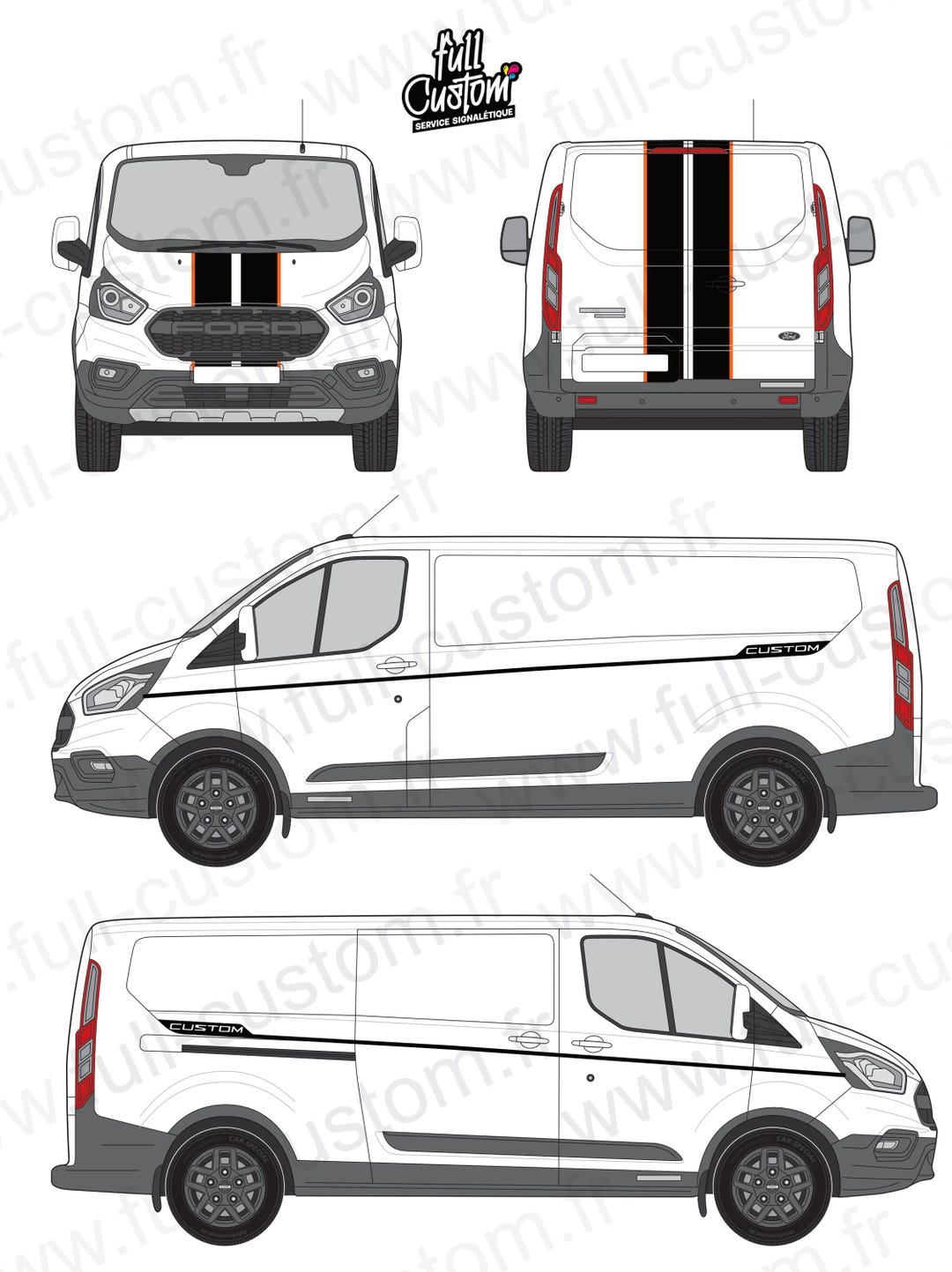 Ford Transit Custom Decoration Kit – Personalized Racing Stickers ...