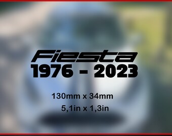 X2 Patrimoine Ford Fiesta 1976 - 2023 Stickers voiture, automobile, autocollant véhicule, MK1 MK2 MK3 MK4 MK5 MK6 MK7 MK8