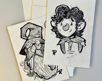 チャーリー・ブラウンとスヌーピーのインク画：ピーナッツのイラスト
