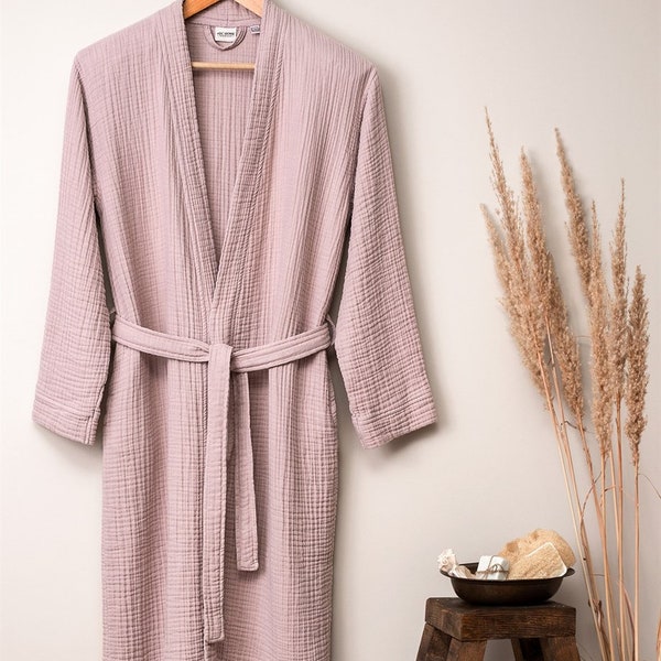 Alma kimono, peignoir, robe de chambre en mousseline (4 couches) PREMIUM, cadeau, JGA, mariée, marié