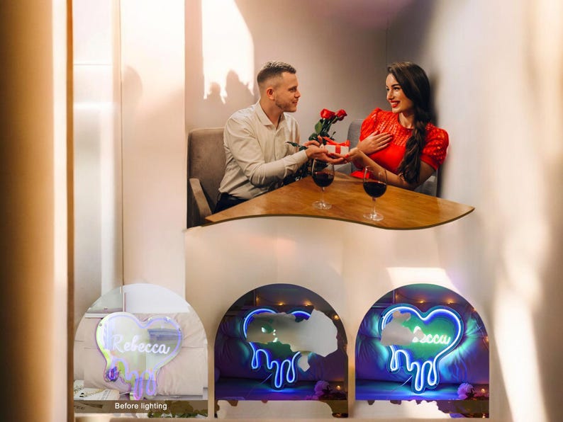 Personalized Neon Name Sign Custom LED Light Blue, Yellow, Green, White