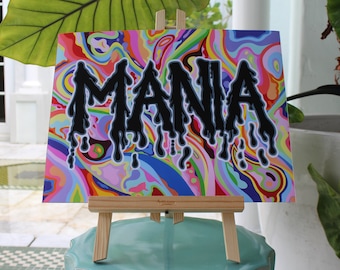 MANIA Trippy Psychadelic Acrylic Painting, Mental Health Awareness, Bipolar Disorder Art