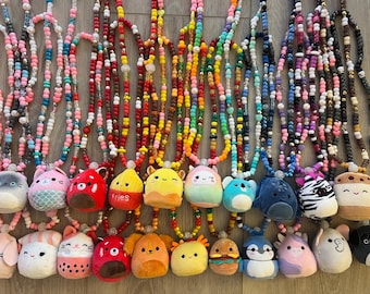 Squishmallow Kandi Necklace for Ravers, Kandi Kids, Pony Bead Necklace, Rave Accessories for Women, Men, Girls, EDM Culture Fashion
