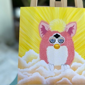 Impression d'élévation de Furby, art de bébé de Furby, 1998 peinture de Furby de pêche