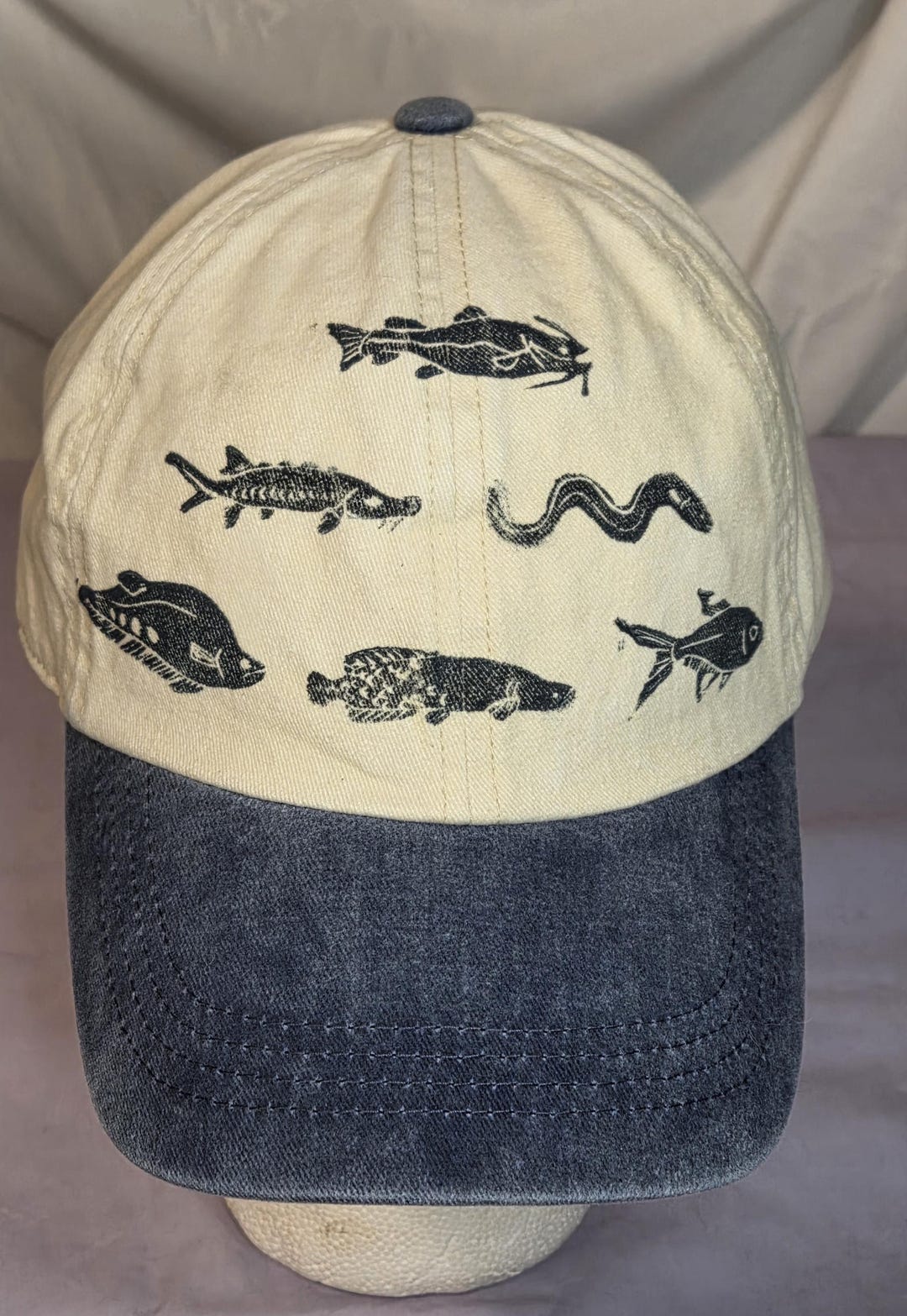Cap With Fish Fish Baseball Cap, Handmade Unique Linocut Printed Hat, Fisherman Gift ...