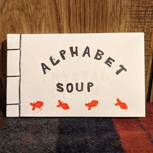 Handmade Alphabet Soup Zine, Handmade Linocut Fish Book, Fish Alphabet Book, Handmade Zine, Fish Art, Stamp Art